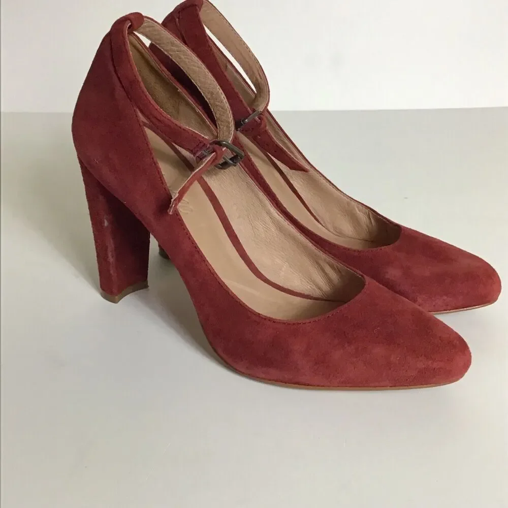 Madewell Women Shoes Sz. 7 Red Ankle strap heels Sexy Boho Y2k Workwear